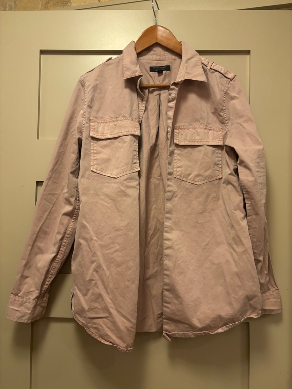 BANANA REPUBLIC Soft Wash Cotton Utility Shirt Dusty Pink Workwear Overshirt